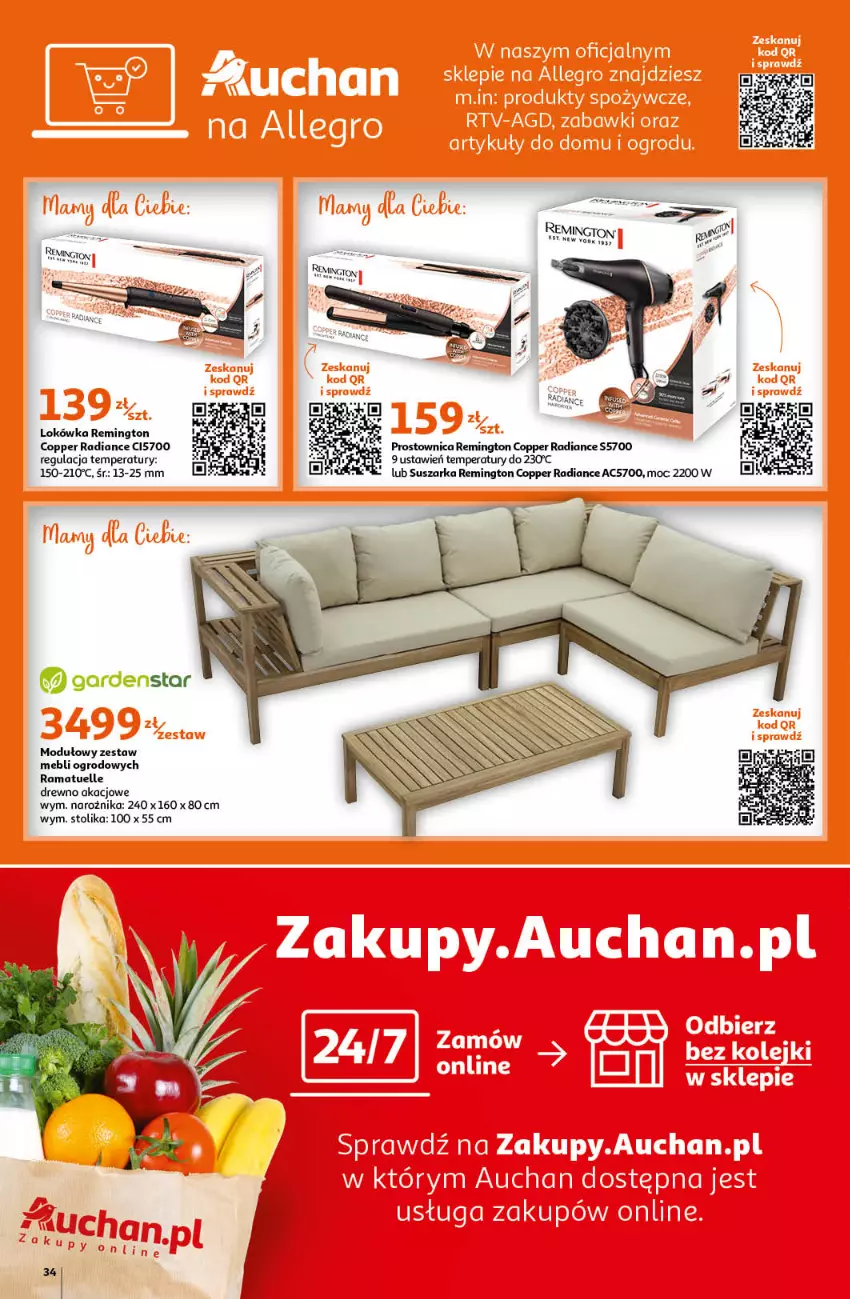 Gazetka promocyjna Auchan - Pięknego Dnia Kobiet Hipermarkety - ważna 04.03 do 10.03.2021 - strona 34 - produkty: Lokówka, Narożnik, Rama, Remington, Stolik, Suszarka