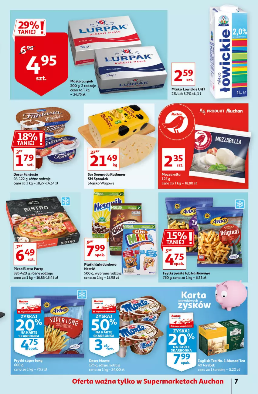 Gazetka promocyjna Auchan - Pięknego Dnia Kobiet Supermarkety - ważna 04.03 do 10.03.2021 - strona 7 - produkty: Danio, Deser, Fa, Fanta, Frytki, Inka, Lurpak, Masło, Mleko, Mozzarella, Pizza, Radamer, Ser