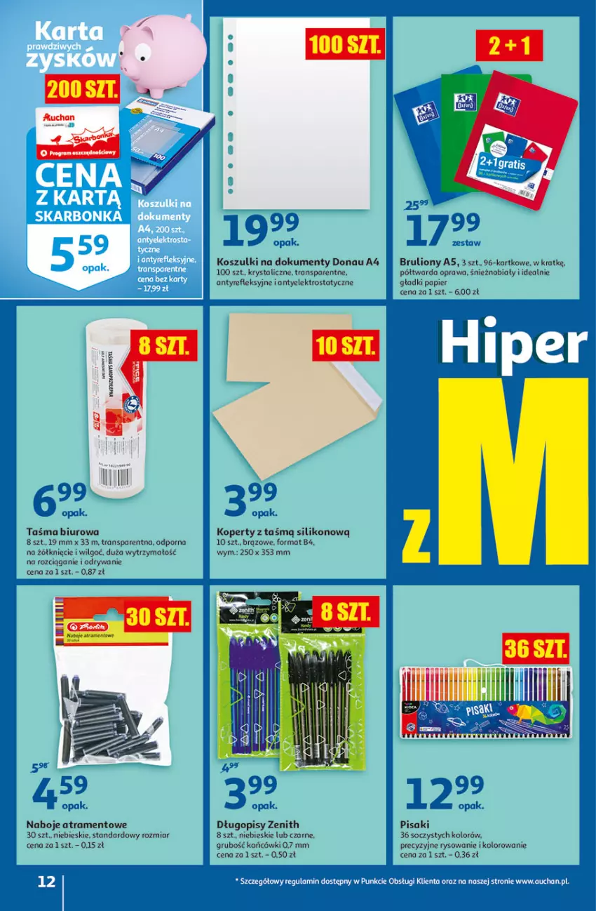 Gazetka promocyjna Auchan - Hiperoszczędzanie w wersji Maxi Paki Hipermarkety - ważna 16.09 do 22.09.2021 - strona 12 - produkty: Biuro, Długopis, Kosz, LG, Lion, Papier, Por, Tran