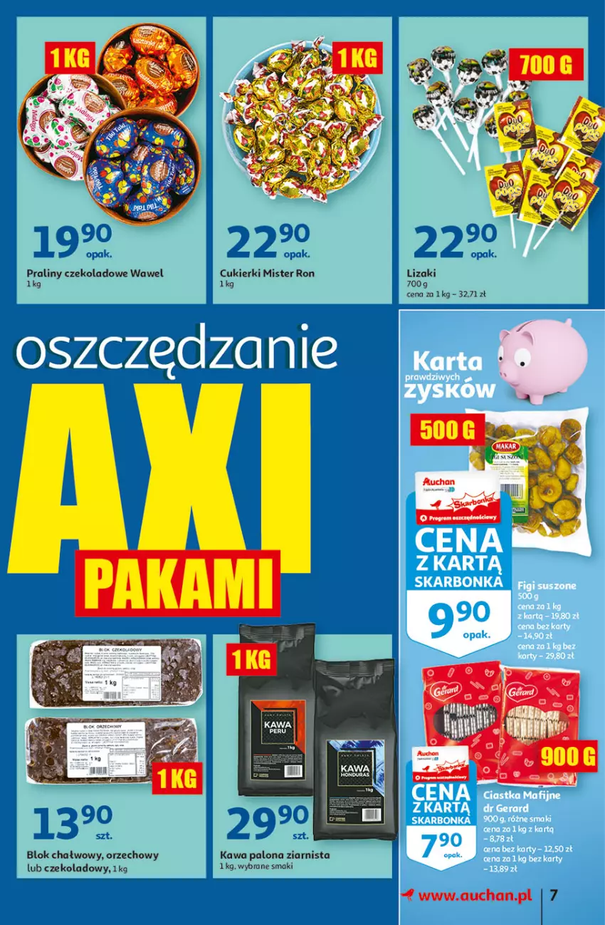Gazetka promocyjna Auchan - Hiperoszczędzanie w wersji Maxi Paki Hipermarkety - ważna 16.09 do 22.09.2021 - strona 7 - produkty: Cukier, Cukierki, Kawa, Lizaki, Praliny, Wawel