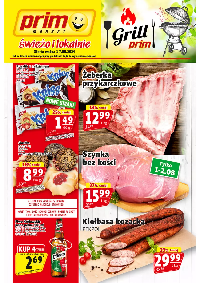 Gazetka promocyjna Prim Market - ważna 01.08 do 07.08.2024 - strona 1 - produkty: Ciastka, Kakao, Królewski, Piwo, Rogal