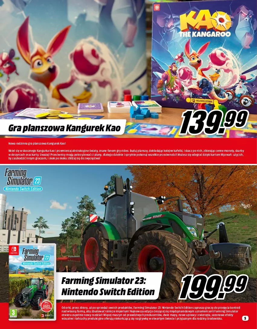 Gazetka promocyjna Media Markt - Gazetka Media Markt - ważna 01.06 do 30.06.2023 - strona 5 - produkty: Fa, Farming Simulator, Gra, Gry, Koc, Nintendo Switch, Olej, Ser, Zwierzęta