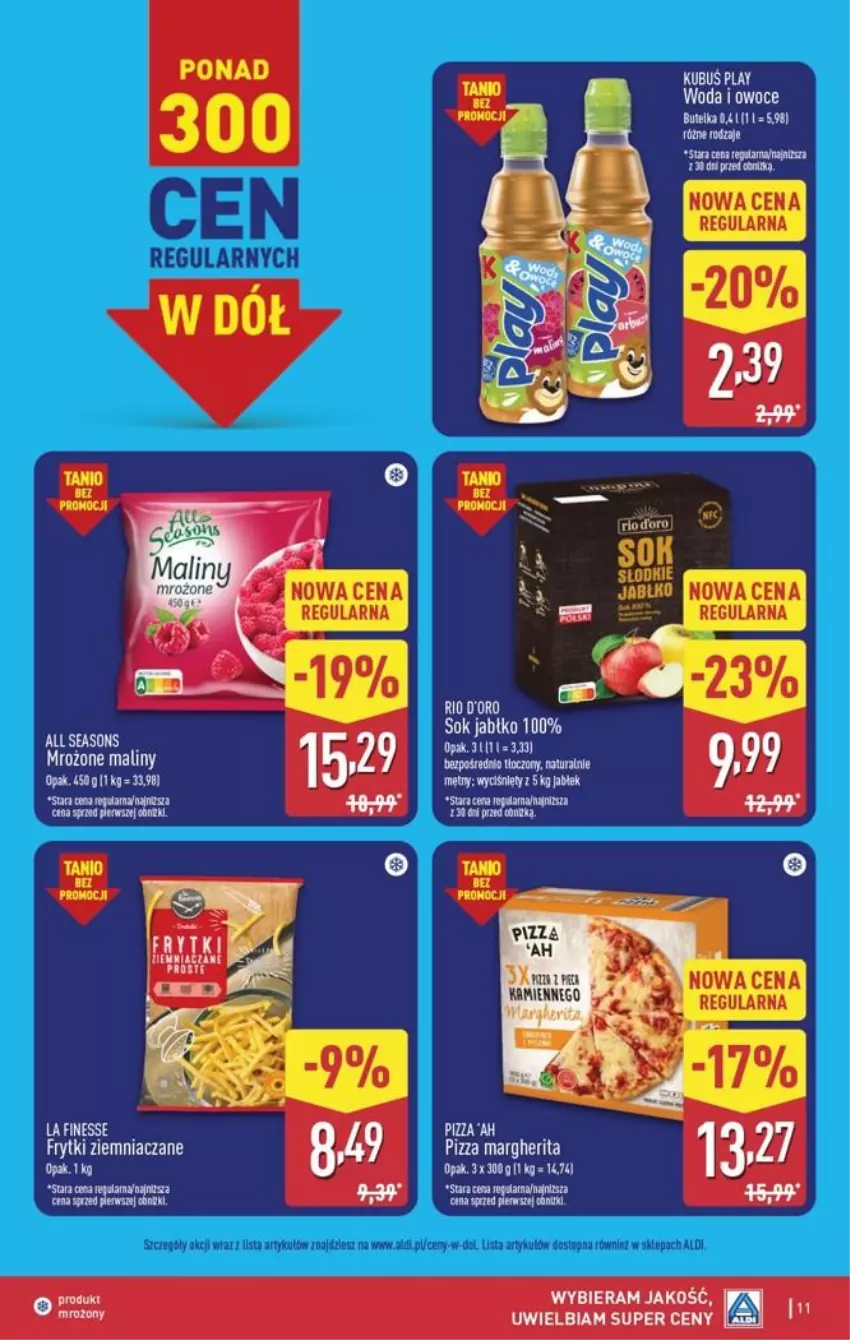 Gazetka promocyjna Aldi - Pełna oferta - ważna 14.09 do 19.09.2026 - strona 11 - produkty: All Seasons, EPEE, Frytki, Kubuś, Maliny, Owoce, Sok, Woda