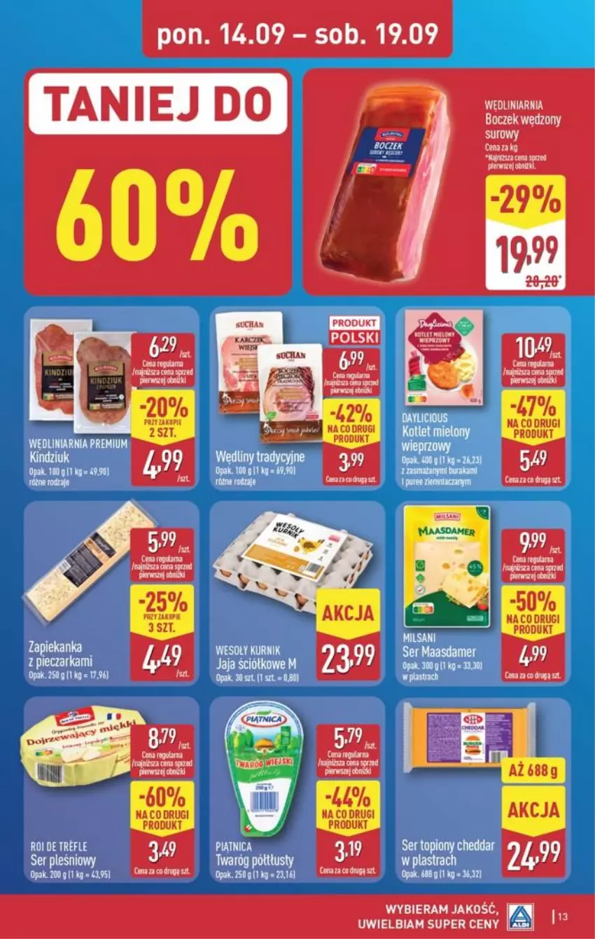 Gazetka promocyjna Aldi - Pełna oferta - ważna 14.09 do 19.09.2026 - strona 13 - produkty: Boczek, Cheddar, Piątnica, Por, Ser, Ser topiony, Tera, Top, Zapiekanka