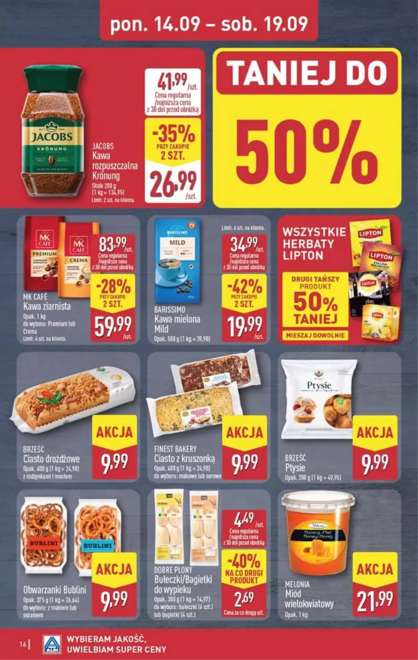 Gazetka promocyjna Aldi - Pełna oferta - ważna 14.09 do 19.09.2026 - strona 16 - produkty: Bułeczki, Kawa, Kawa mielona, Lipton, Ser