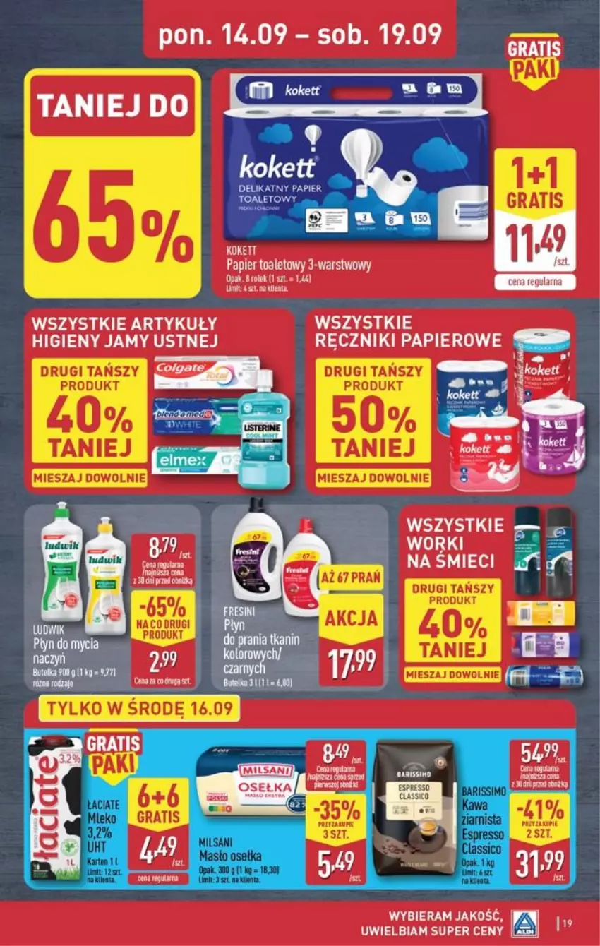 Gazetka promocyjna Aldi - Pełna oferta - ważna 14.09 do 19.09.2026 - strona 19 - produkty: Fa, Gra, Masło, Mleko, Papier, Papier toaletowy