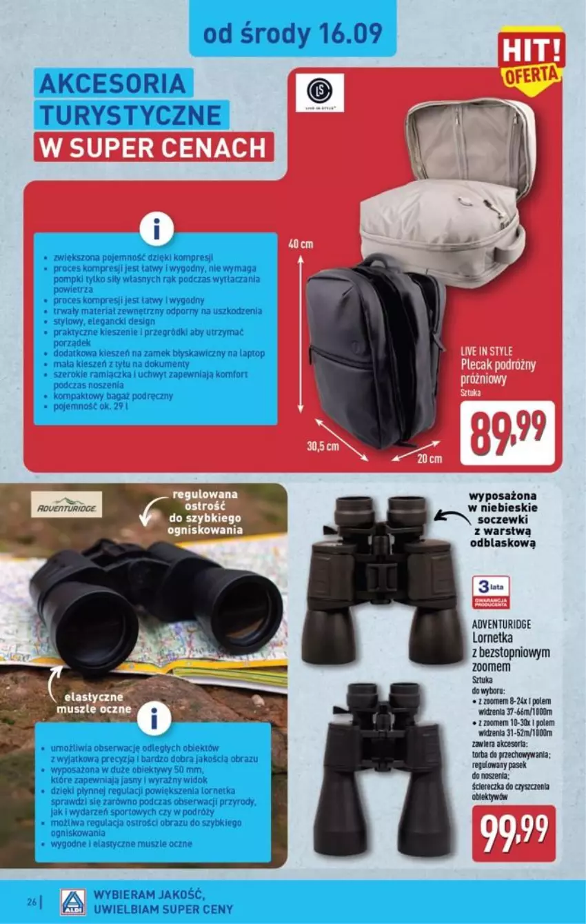 Gazetka promocyjna Aldi - Pełna oferta - ważna 14.09 do 19.09.2026 - strona 26 - produkty: Lornetka, Obiektyw, Pasek, Top