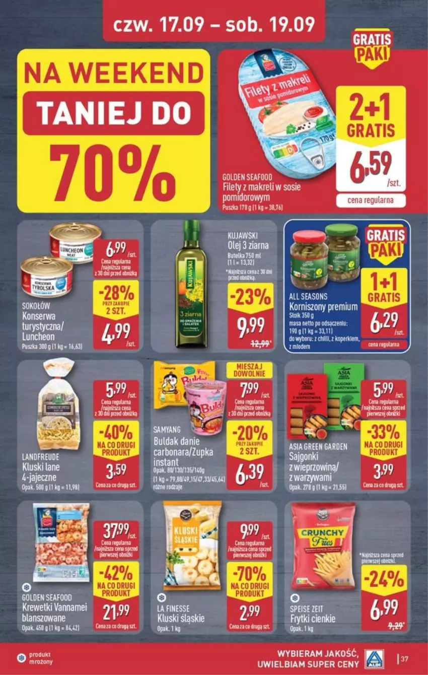 Gazetka promocyjna Aldi - Pełna oferta - ważna 14.09 do 19.09.2026 - strona 37 - produkty: Fa, Frytki, Gra, Kiwi, Krewetki, Olej, Sos, Warzywa