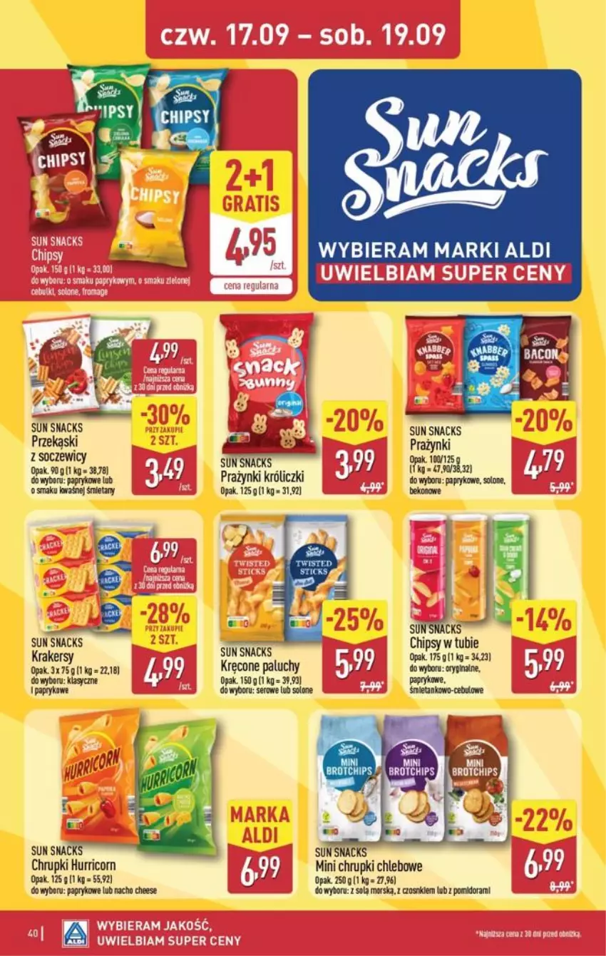 Gazetka promocyjna Aldi - Pełna oferta - ważna 14.09 do 19.09.2026 - strona 40 - produkty: Beko, Chipsy, Chleb, Chrupki, Chrupki chlebowe, Fa, Ser