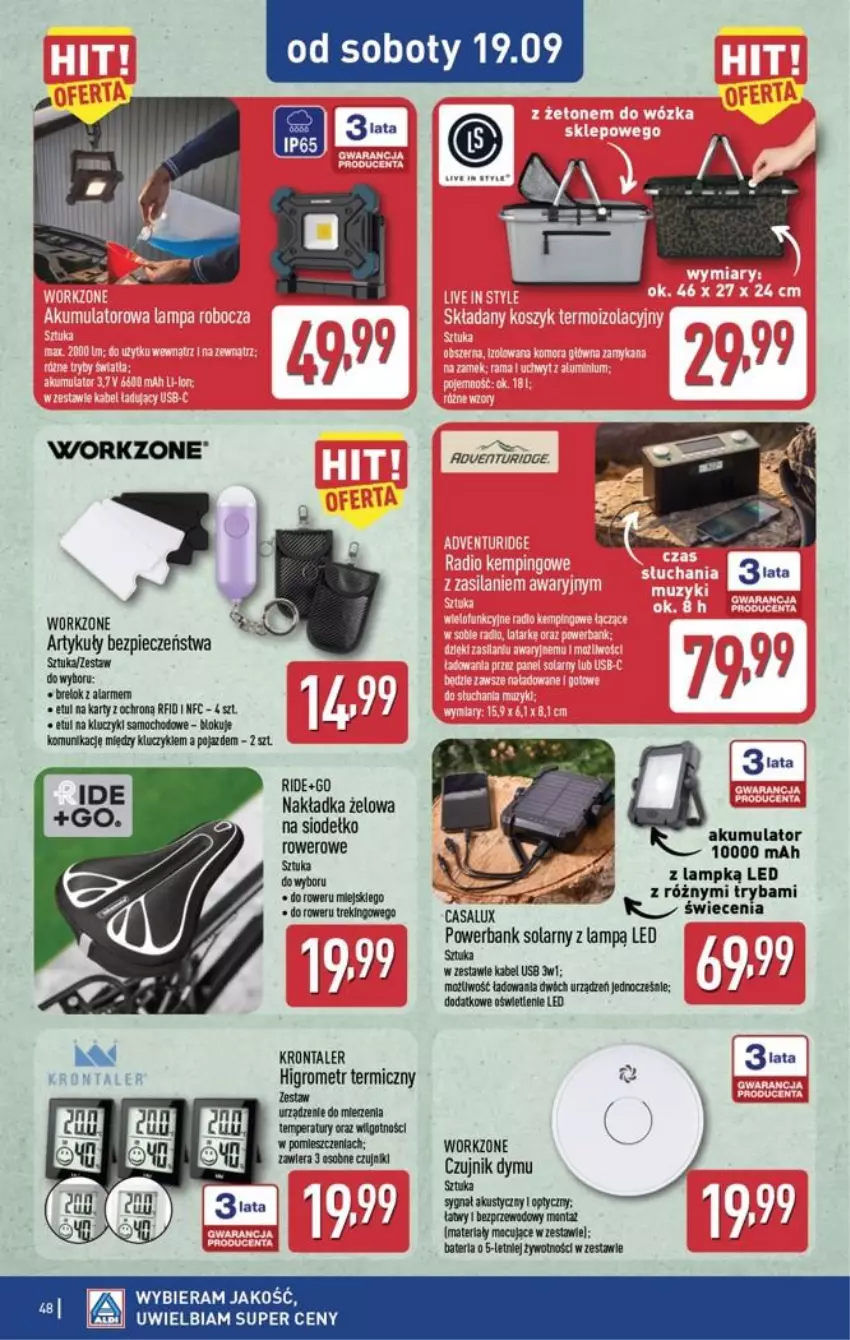 Gazetka promocyjna Aldi - Pełna oferta - ważna 14.09 do 19.09.2026 - strona 48 - produkty: Akumulator, Bateria, Gry, Kabel USB, Lampa, Lampa LED, LG, Piec, Powerbank, Rower, Ryba