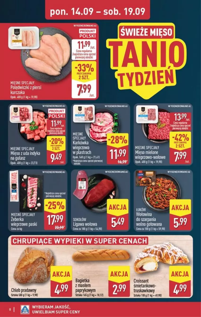 Gazetka promocyjna Aldi - Pełna oferta - ważna 14.09 do 19.09.2026 - strona 8 - produkty: Bagietka, Chleb, Croissant, LG, Mięsne specjały, Mięso, Mięso mielone