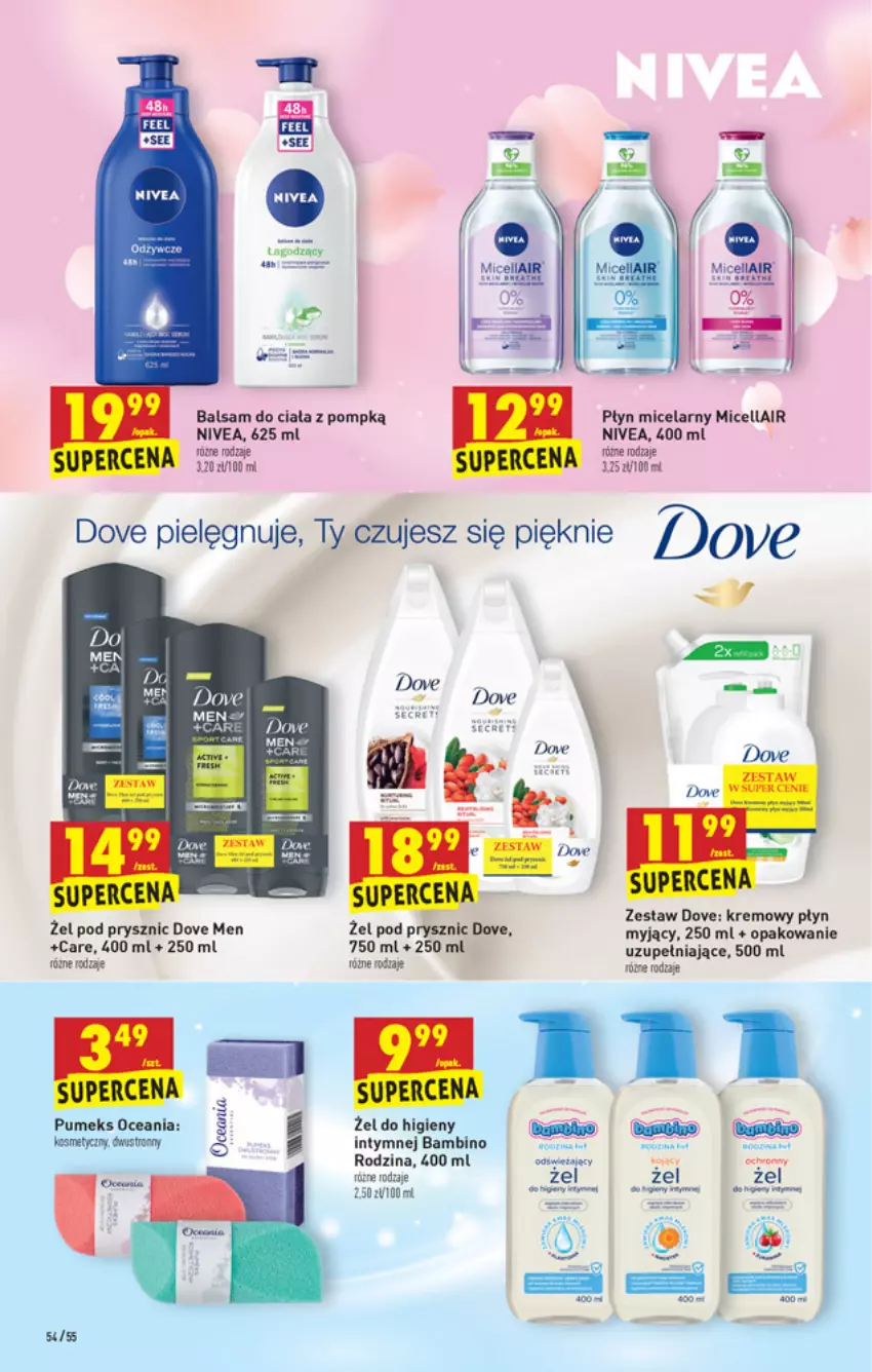 Gazetka promocyjna Biedronka - W tym tygodniu - ważna 22.07 do 28.07.2021 - strona 54 - produkty: Balsam do ciała, Dove, Nivea, Płyn micelarny, Pumeks