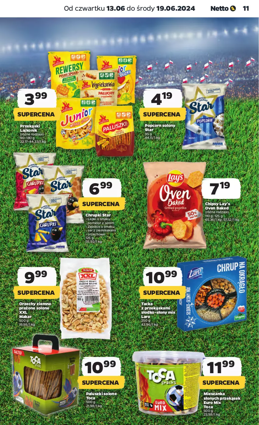 Gazetka promocyjna Netto - Od Czwartku - ważna 13.06 do 19.06.2024 - strona 11 - produkty: Chipsy, Chrupki, Lajkonik, Lay’s, Popcorn, Ser