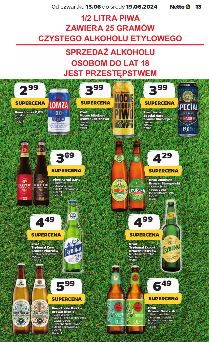 Gazetka promocyjna Netto - Od Czwartku - ważna 13.06 do 19.06.2024 - strona 13 - produkty: Gra, Karmi, Kawa, Piwa, Piwo, Piwo jasne, Por