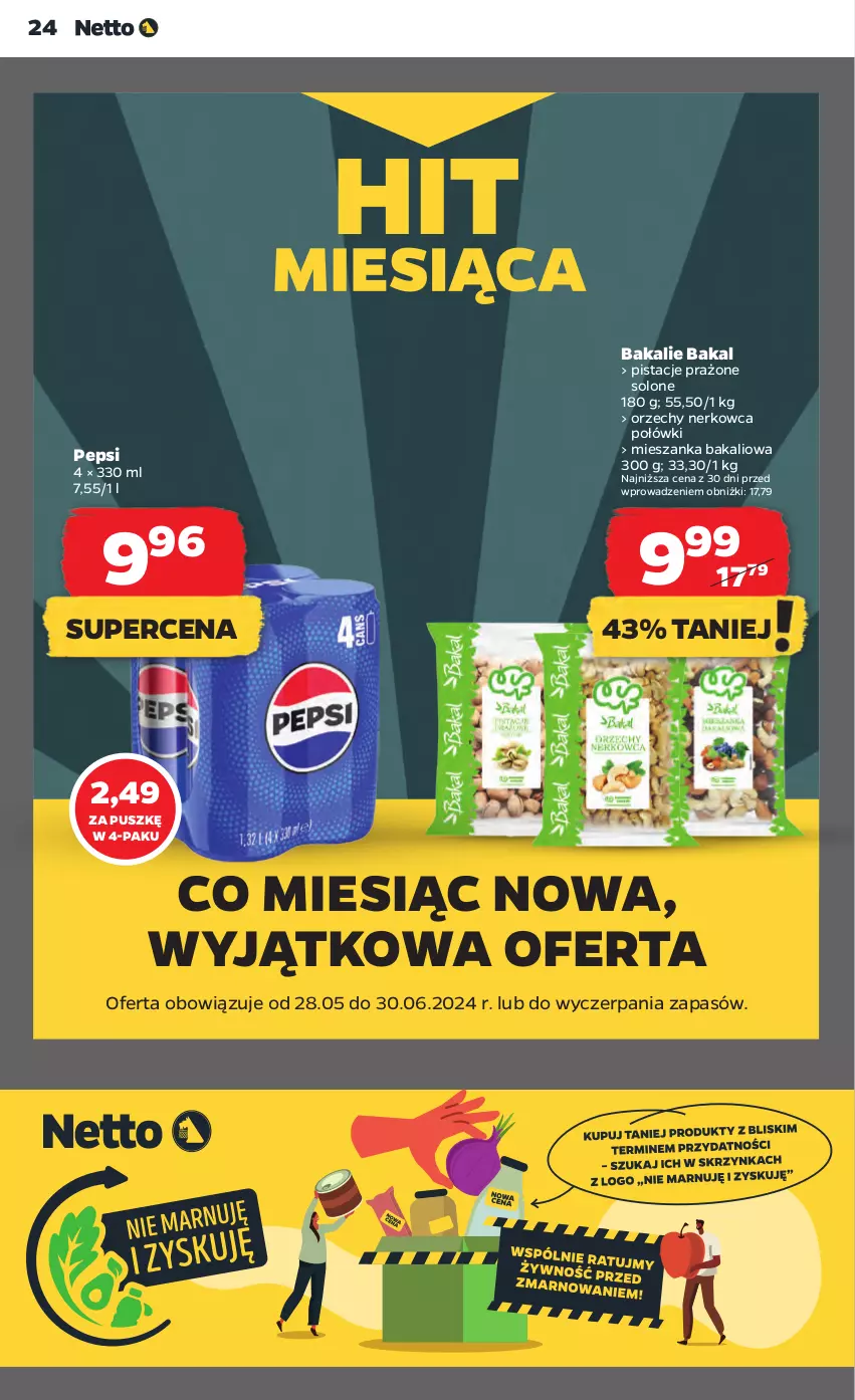 Gazetka promocyjna Netto - Od Czwartku - ważna 13.06 do 19.06.2024 - strona 24 - produkty: Mieszanka bakaliowa, Pepsi, Pistacje