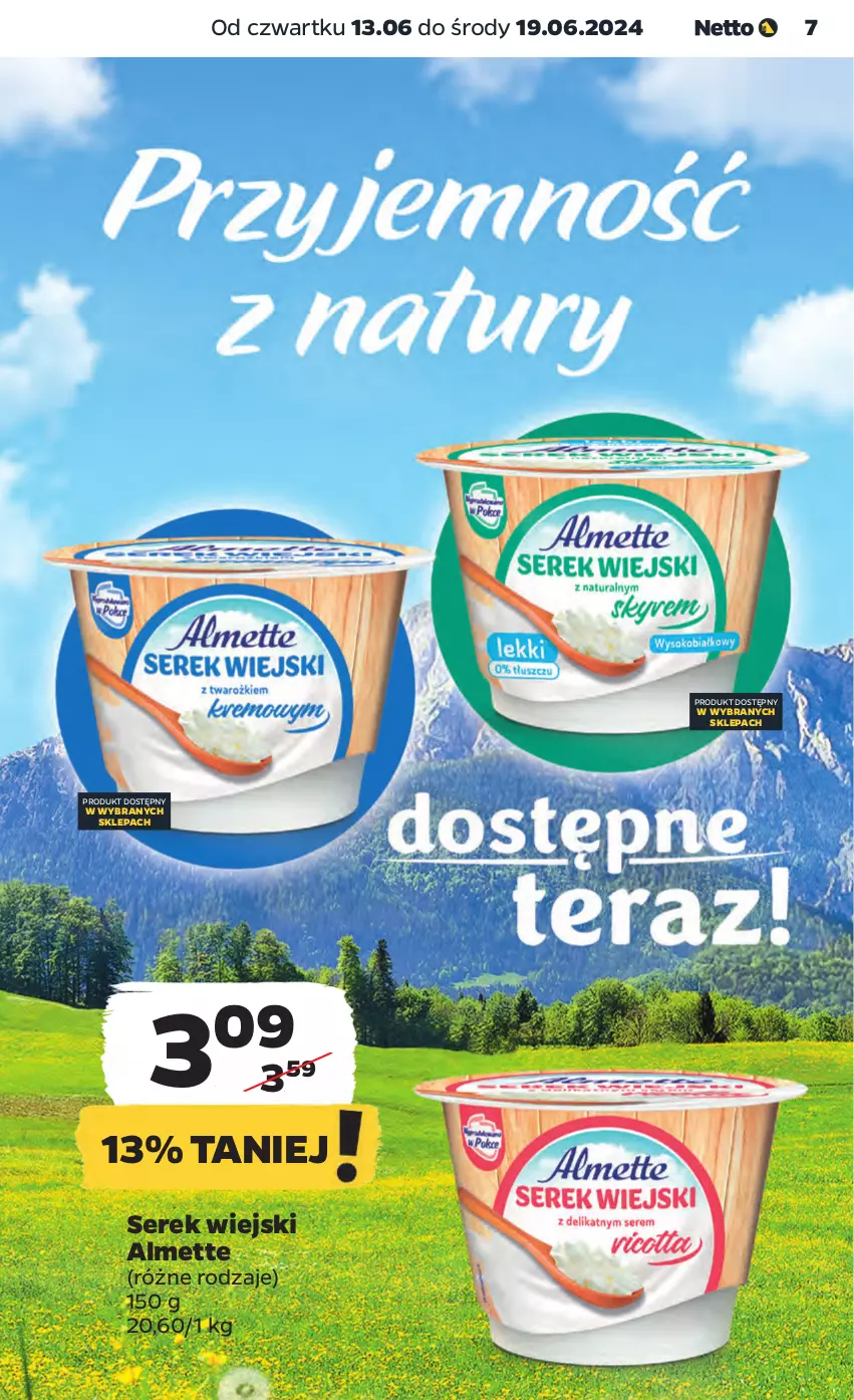 Gazetka promocyjna Netto - Od Czwartku - ważna 13.06 do 19.06.2024 - strona 7 - produkty: Almette, Ser, Serek, Serek wiejski