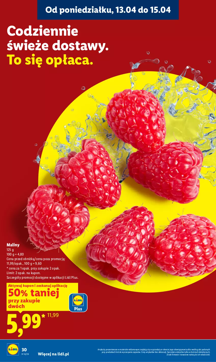 Gazetka promocyjna Lidl - Gazetka ważna od 13.04 do 15.04 - ważna 13.04 do 15.04.2026 - strona 30 - produkty: Maliny