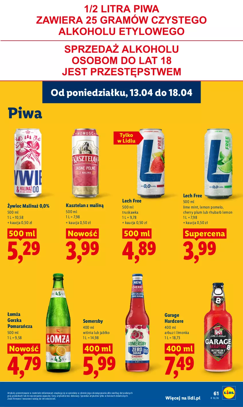 Gazetka promocyjna Lidl - Gazetka ważna od 13.04 do 15.04 - ważna 13.04 do 15.04.2026 - strona 67 - produkty: Arbuz, Kasztelan, Limonka, Piwa, Pomelo, Somersby