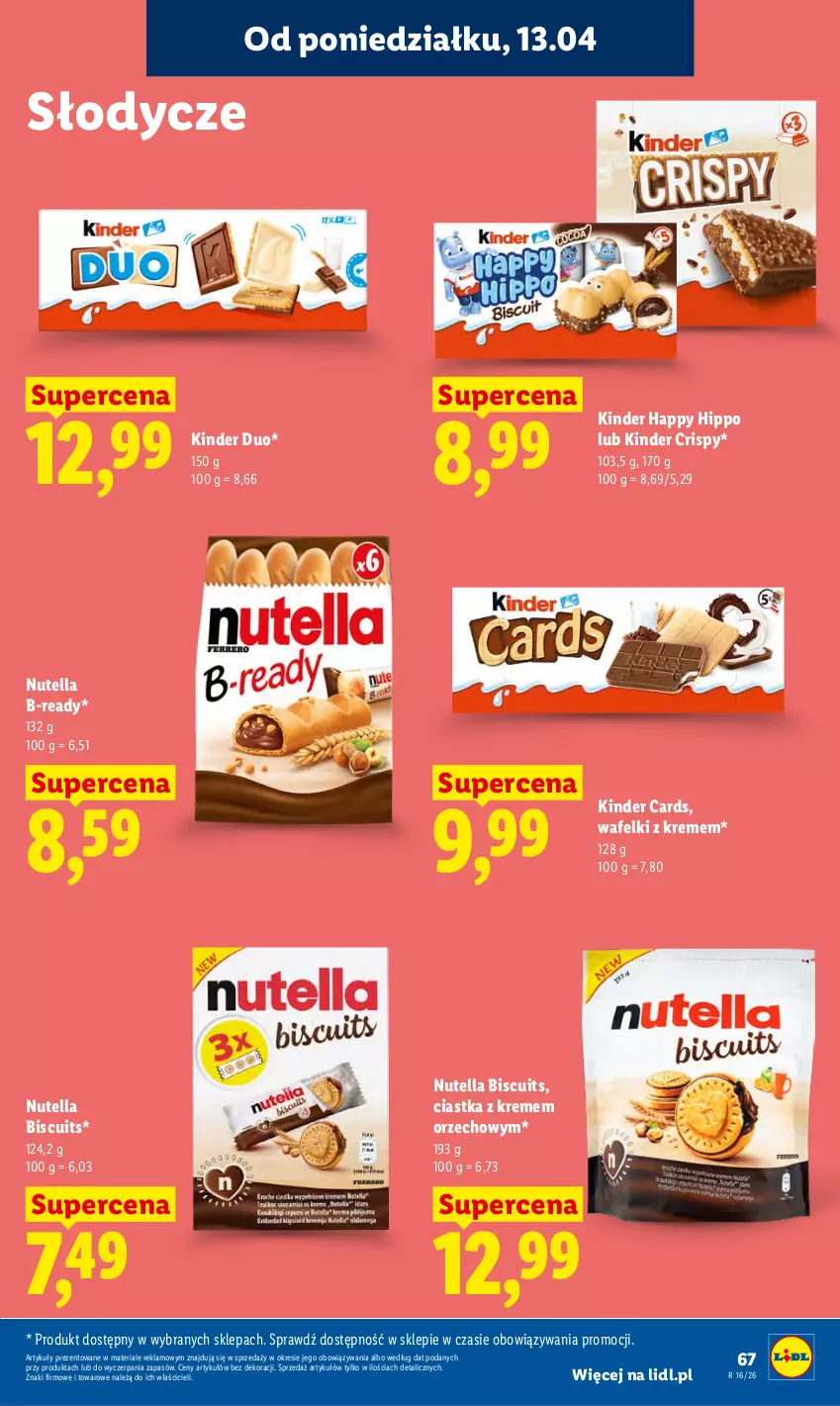 Gazetka promocyjna Lidl - Gazetka ważna od 13.04 do 15.04 - ważna 13.04 do 15.04.2026 - strona 73 - produkty: Ciastka, HiPP, Kinder, Nutella