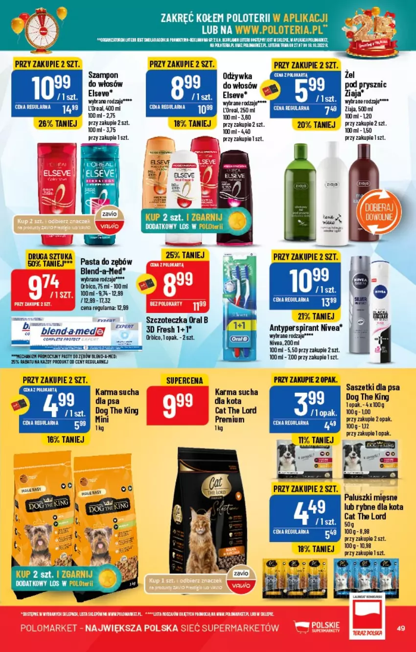 Gazetka promocyjna PoloMarket - Gazetka pomocyjna - ważna 21.09 do 27.09.2022 - strona 49 - produkty: BIC, Blend-a-Med, Elseve, Odżywka, Oral B, Sucha karma, Szampon, Szczoteczka