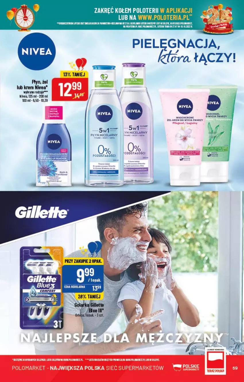 Gazetka promocyjna PoloMarket - Gazetka pomocyjna - ważna 21.09 do 27.09.2022 - strona 59 - produkty: Gillette, Golarka, Nivea