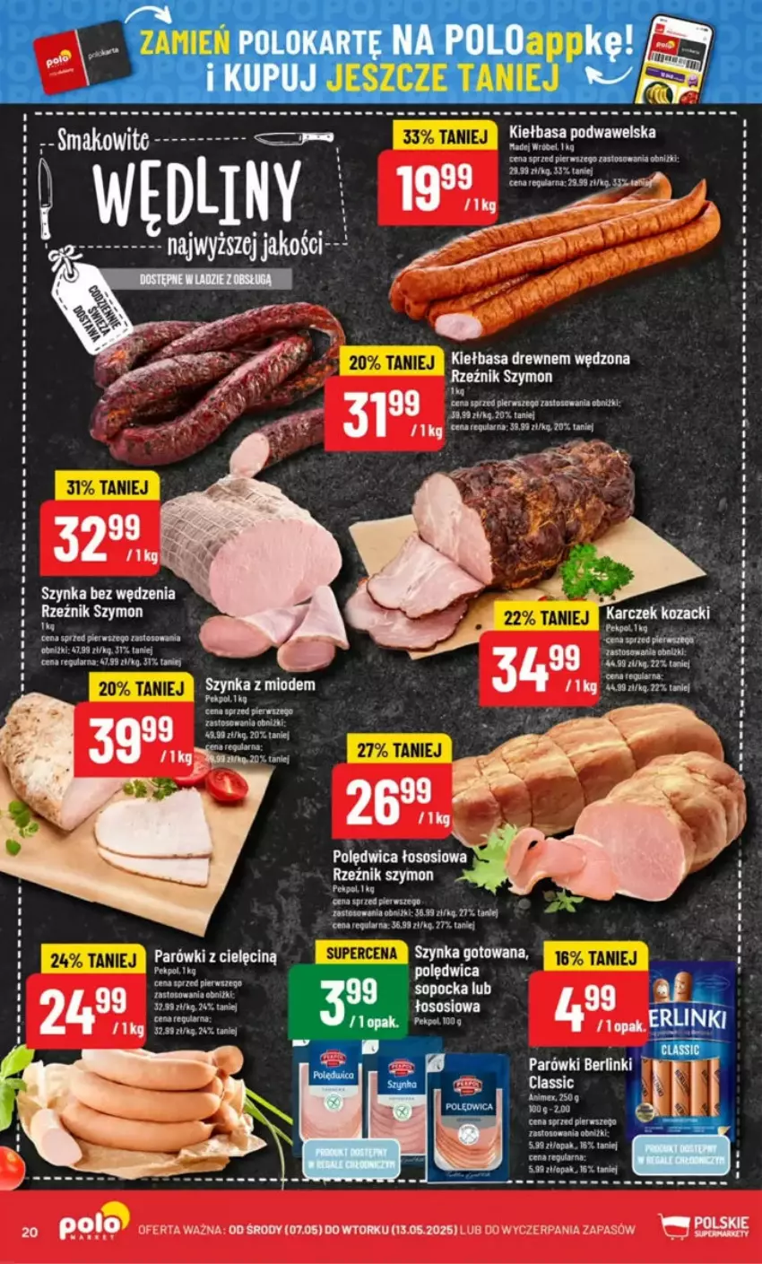 Gazetka promocyjna PoloMarket - ważna 07.05 do 13.05.2025 - strona 13 - produkty: Fa, Kiełbasa, Laur, Parówki, Pekpol, Polędwica, Por, Sos, Szynka