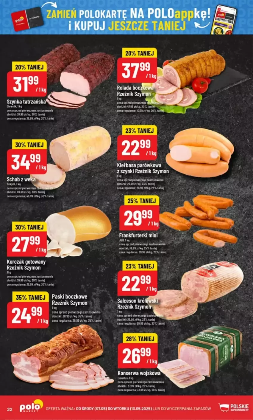 Gazetka promocyjna PoloMarket - ważna 07.05 do 13.05.2025 - strona 15 - produkty: Fa, Frankfurterki, Kiełbasa, Kurczak, Kurczak gotowany, LG, Pur, Ser