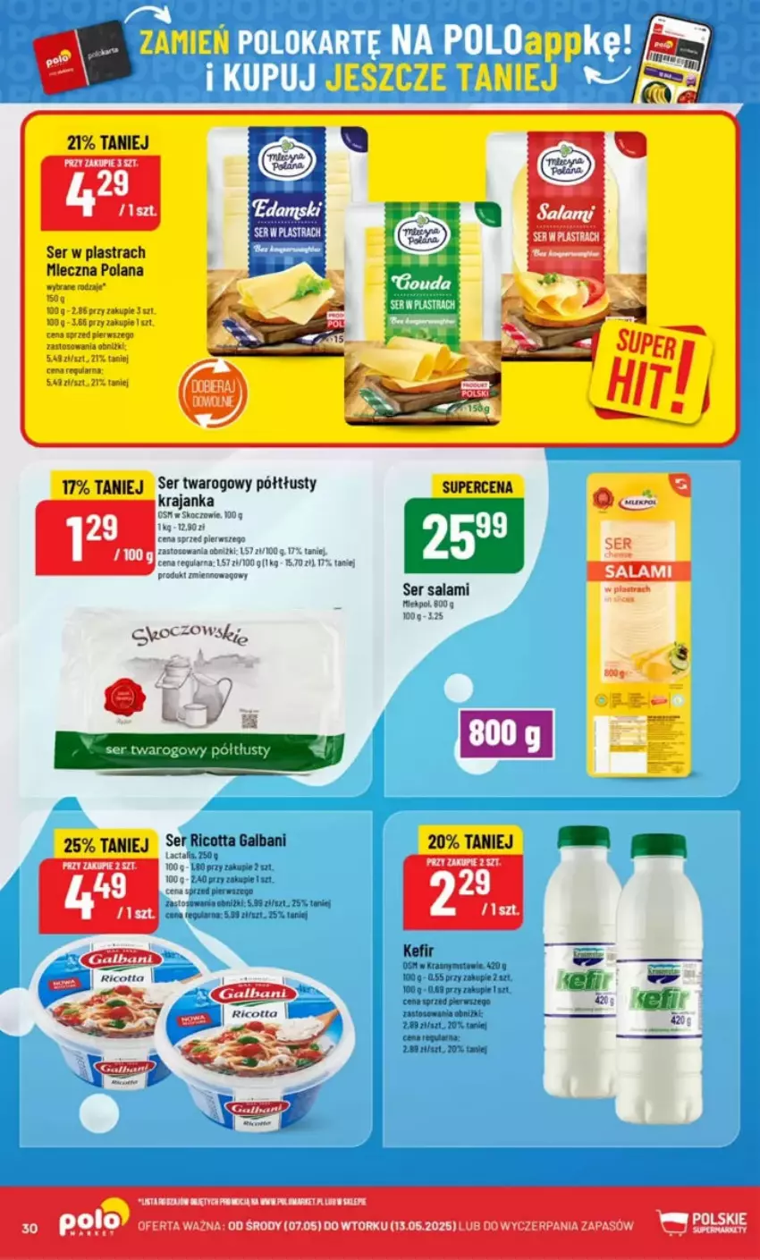 Gazetka promocyjna PoloMarket - ważna 07.05 do 13.05.2025 - strona 24 - produkty: Fa, Galbani, Kefir, LANA, Por, Ricotta, Salami, Ser, Ser salami, Ser twarogowy
