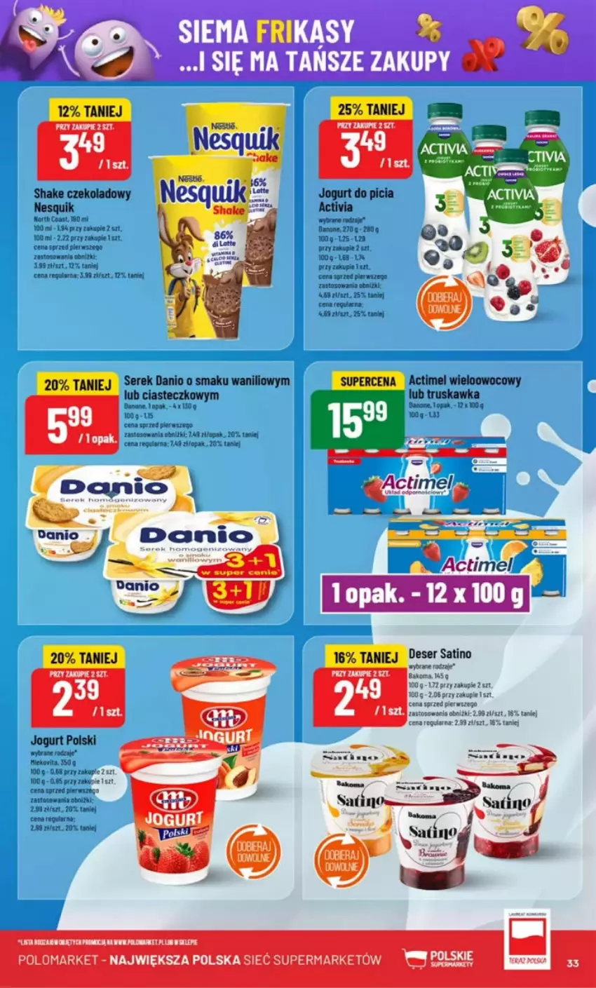Gazetka promocyjna PoloMarket - ważna 07.05 do 13.05.2025 - strona 27 - produkty: Actimel, Activia, Danio, Deser, Fa, Gala, Gry, Jogurt, LEGO, Nesquik, Ser, Serek