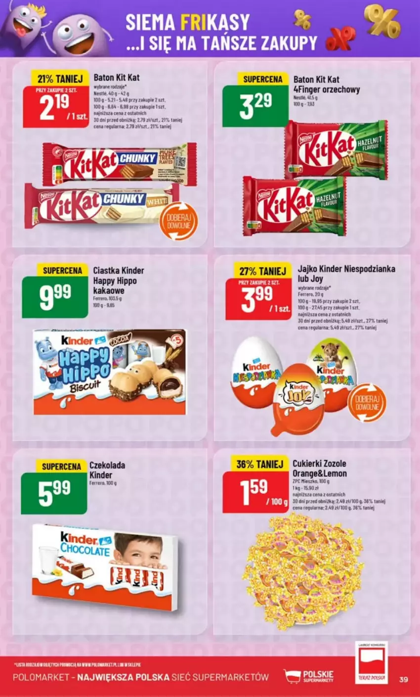 Gazetka promocyjna PoloMarket - ważna 07.05 do 13.05.2025 - strona 33 - produkty: Baton, Ciastka, Cukier, Cukierki, Czekolada, HiPP, Kakao, Kinder, Kit Kat, Tatra