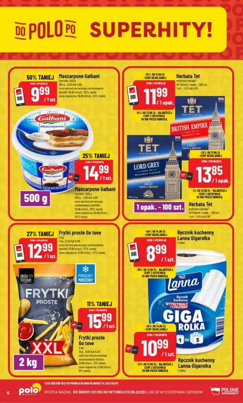 Gazetka promocyjna PoloMarket - ważna 07.05 do 13.05.2025 - strona 51 - produkty: Fa, Frytki, Galbani, Herbata, Mascarpone, Ręcznik, Ręcznik kuchenny