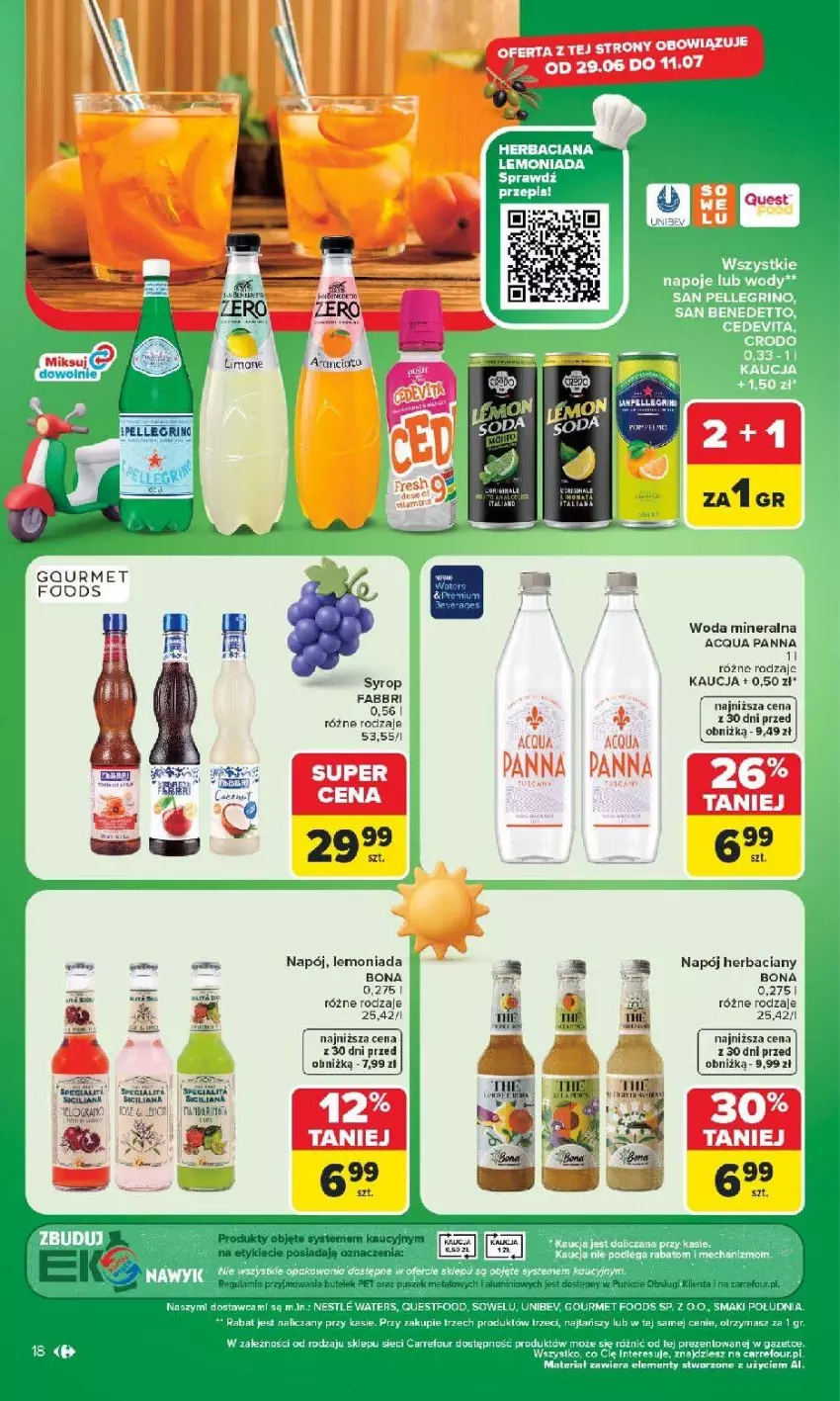 Gazetka promocyjna Carrefour - Gazetka Carrefour, Market z SUMIE najlepszy, od poniedziałku - ważna 29.06 do 04.07.2026 - strona 20 - produkty: Acqua Panna, Fa, Lemoniada, Napój, Napoje, Woda, Woda mineralna