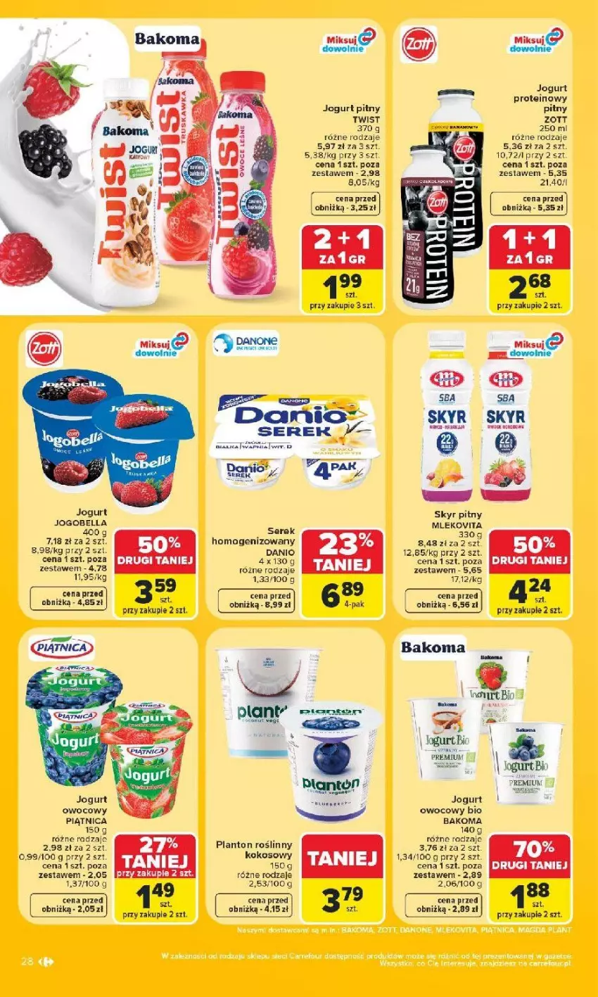 Gazetka promocyjna Carrefour - Gazetka Carrefour, Market z SUMIE najlepszy, od poniedziałku - ważna 29.06 do 04.07.2026 - strona 30 - produkty: Bakoma, Bell, Bella, Danio, Danone, Fa, Jogobella, Jogurt, Jogurt owocowy, Kokos, Owoce, Piątnica, Ser, Serek