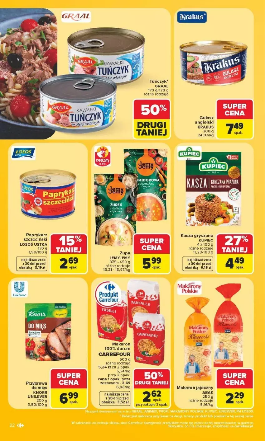Gazetka promocyjna Carrefour - Gazetka Carrefour, Market z SUMIE najlepszy, od poniedziałku - ważna 29.06 do 04.07.2026 - strona 34 - produkty: Fa, Gra, Graal, Gry, Kasza, Kasza gryczana, Kawa, Knorr, Krakus, Kupiec, Makaron, Papryka, Paprykarz, Paprykarz szczeciński, Piec, Por, Rum, Tuńczyk, Zupa