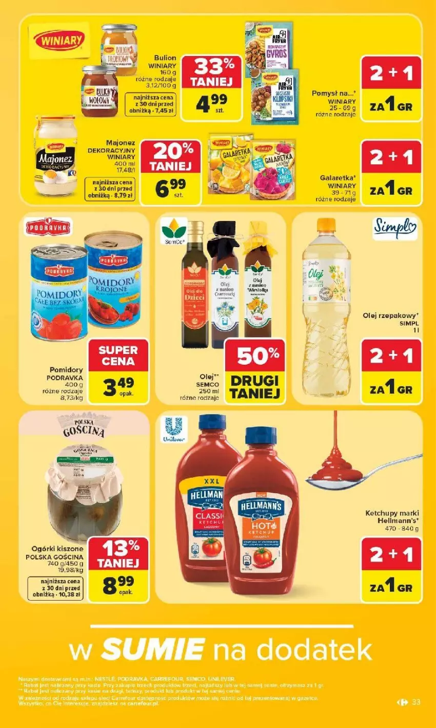 Gazetka promocyjna Carrefour - Gazetka Carrefour, Market z SUMIE najlepszy, od poniedziałku - ważna 29.06 do 04.07.2026 - strona 35 - produkty: Bulion, Fa, Gala, Galaretka, Ketchup, Lion, Majonez, Olej, Olej rzepakowy, Pomidory, Winiary