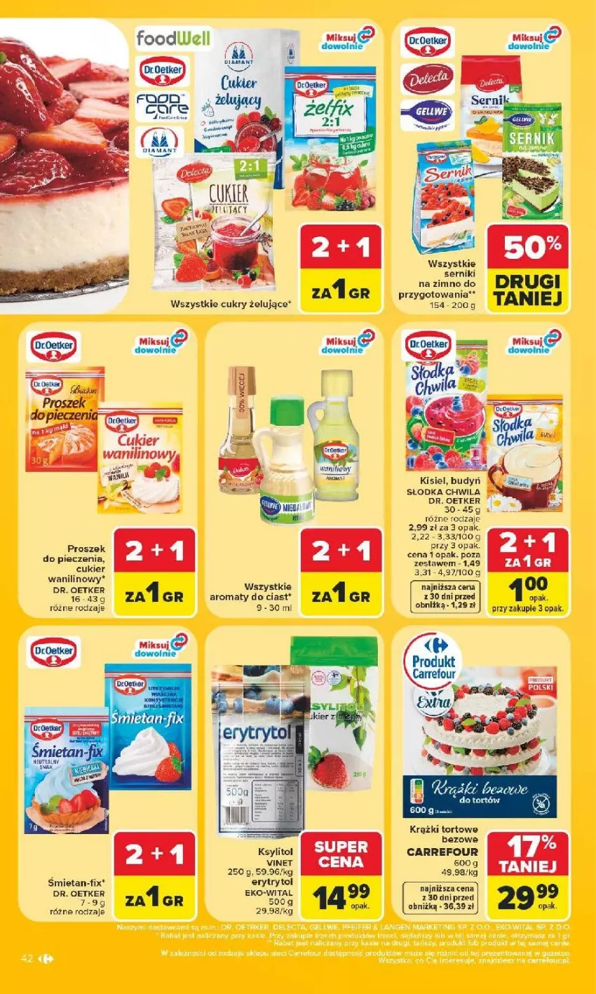 Gazetka promocyjna Carrefour - Gazetka Carrefour, Market z SUMIE najlepszy, od poniedziałku - ważna 29.06 do 04.07.2026 - strona 44 - produkty: Budyń, Cukier, Cukier wanilinowy, Dr. Oetker, Kisiel, Ksylitol, Piec, Słodka Chwila