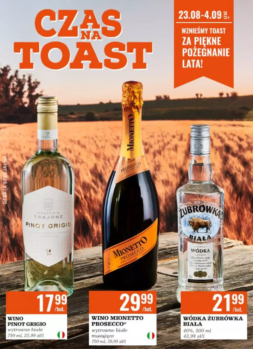 Gazetka promocyjna Biedronka - Czas na toast - koniec wakacji - ważna 23.08 do 04.09.2021 - strona 1 - produkty: Mionetto, Mus, Pinot Grigio, Prosecco, Wino, Wódka