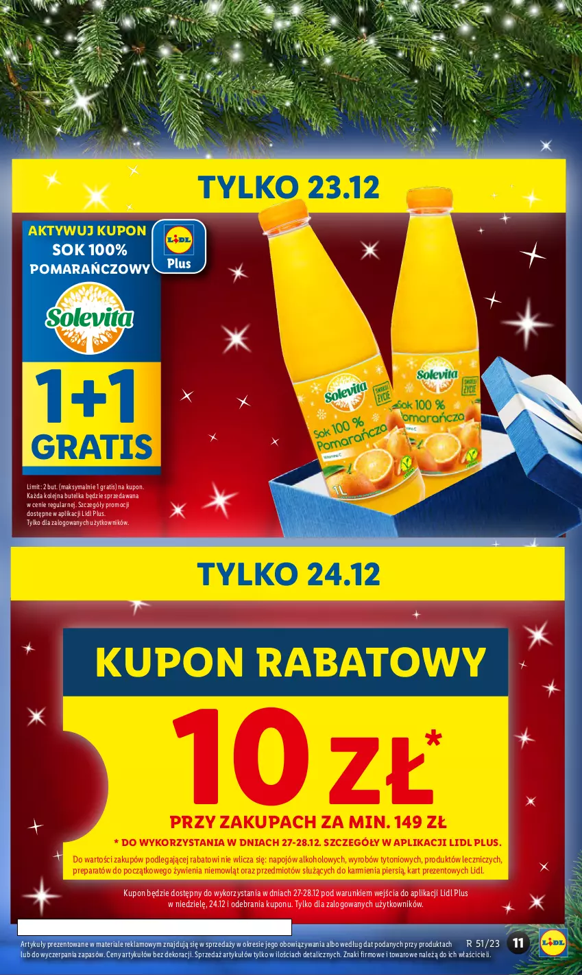 Gazetka promocyjna Lidl - GAZETKA - ważna 21.12 do 23.12.2023 - strona 11 - produkty: Gra, Karmi, Olej, Sok, Znicz