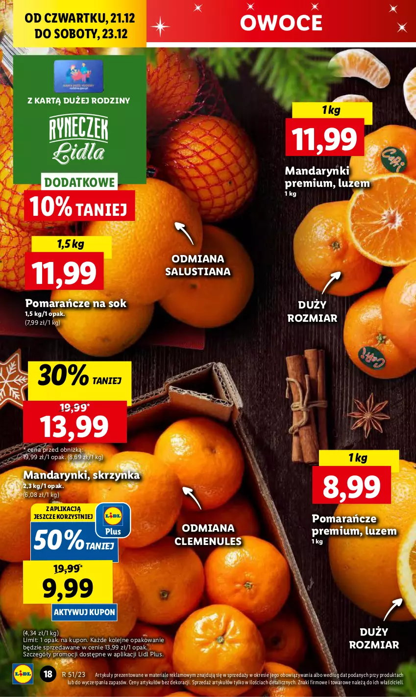 Gazetka promocyjna Lidl - GAZETKA - ważna 21.12 do 23.12.2023 - strona 18 - produkty: Chleb, LUSTi, Mandarynki, Olej, Owoce, Pomarańcze, Ser, Sok, Warzywa, Warzywa i owoce