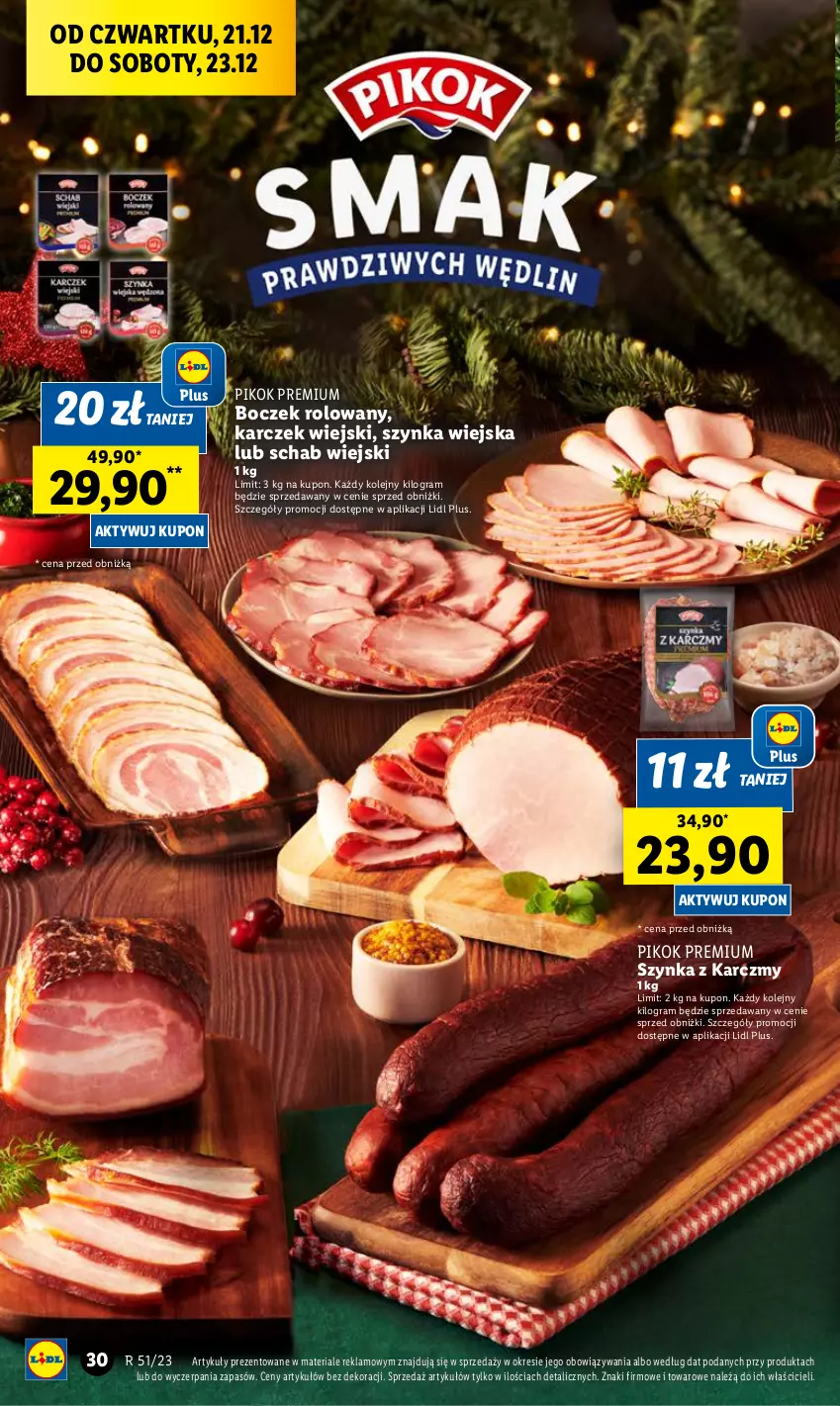 Gazetka promocyjna Lidl - GAZETKA - ważna 21.12 do 23.12.2023 - strona 30 - produkty: Boczek, Gra, Olej, PIKOK, Szynka