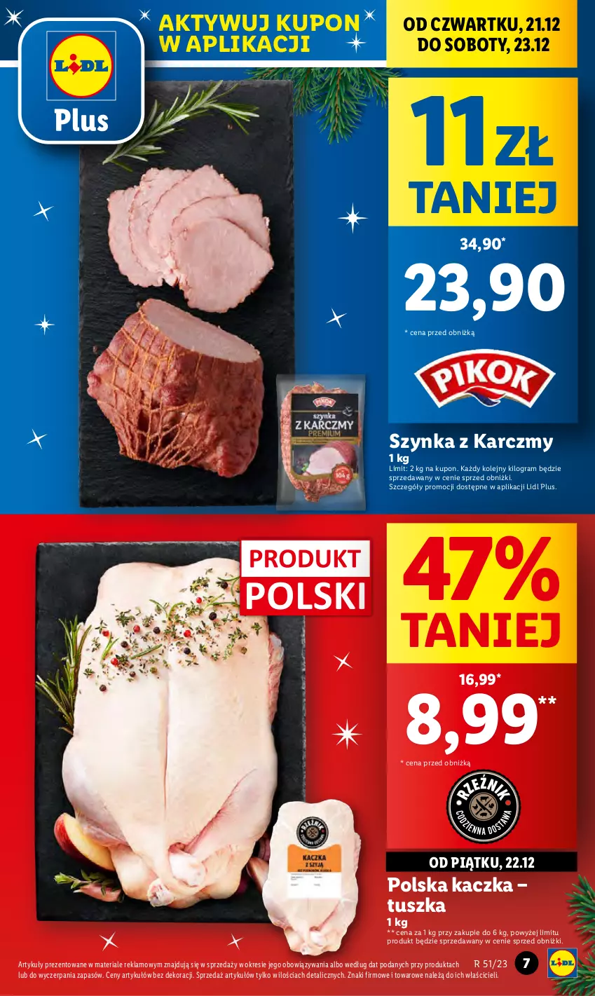 Gazetka promocyjna Lidl - GAZETKA - ważna 21.12 do 23.12.2023 - strona 7 - produkty: Gra, Kaczka, Olej, Szynka, Tusz