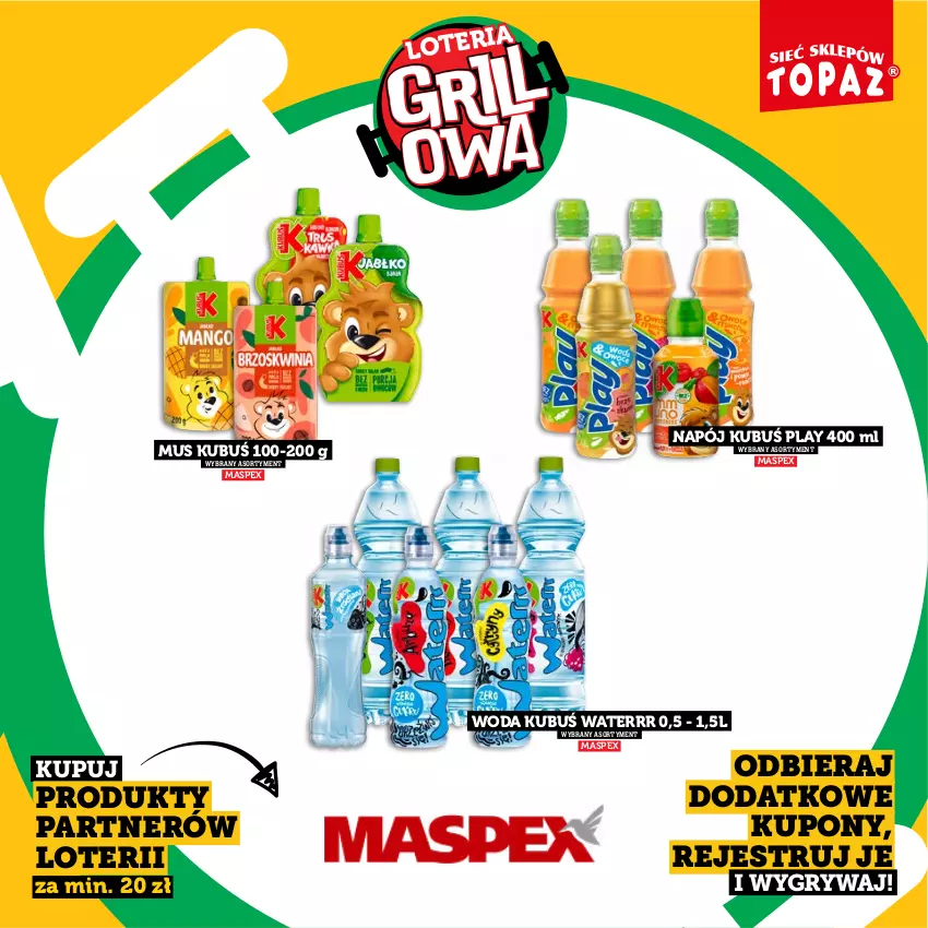 Gazetka promocyjna Topaz - Gazetka - ważna 20.04 do 14.06.2026 - strona 51 - produkty: Gry, Kubuś, Kubuś Waterrr, Mus, Napój, Woda