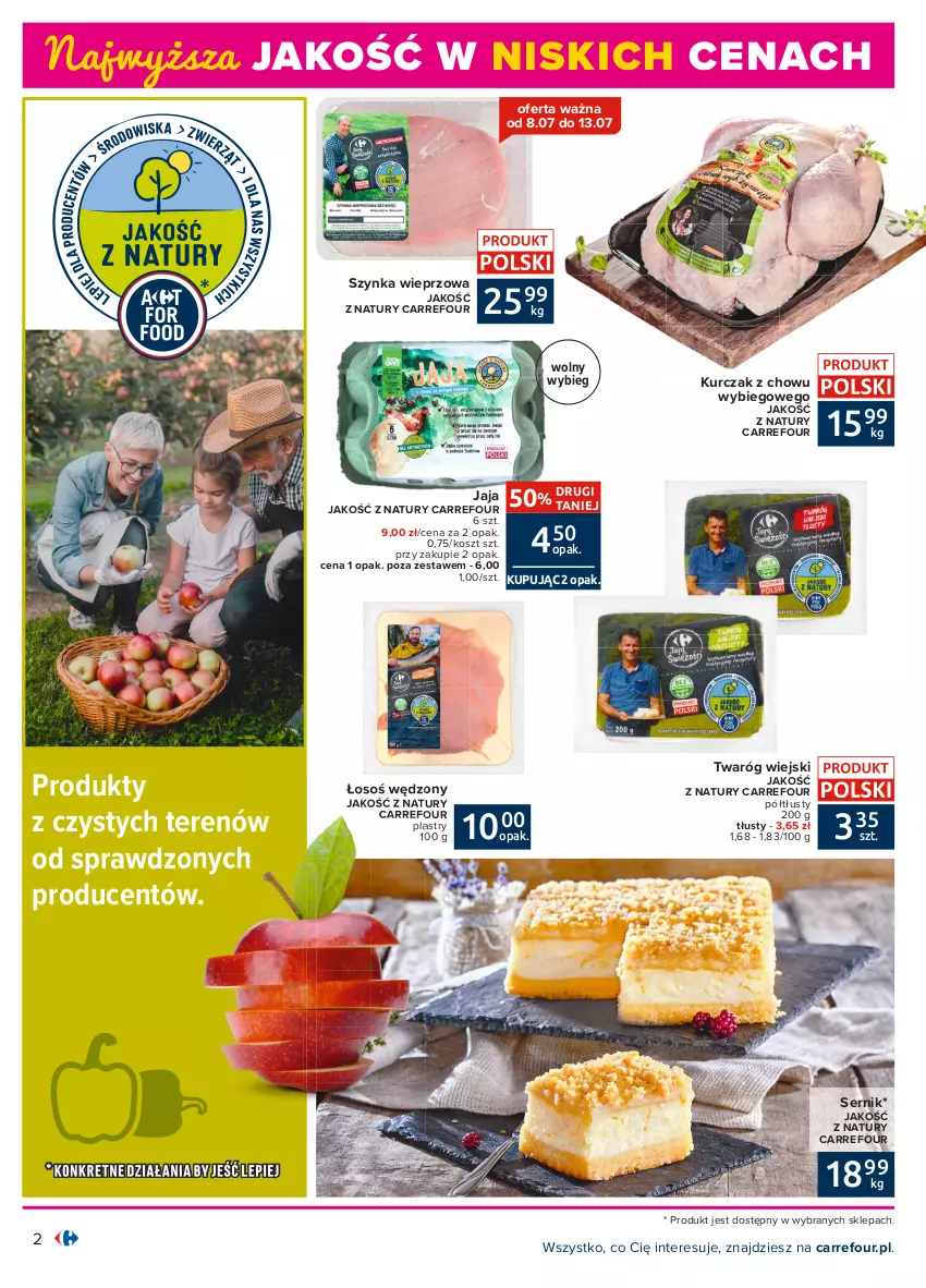 Gazetka promocyjna Carrefour - Gazetka Produkt Carrefour - ważna 05.07 do 17.07.2021 - strona 2 - produkty: Jaja, Kosz, Kurczak, Ser, Szynka, Szynka wieprzowa, Twaróg