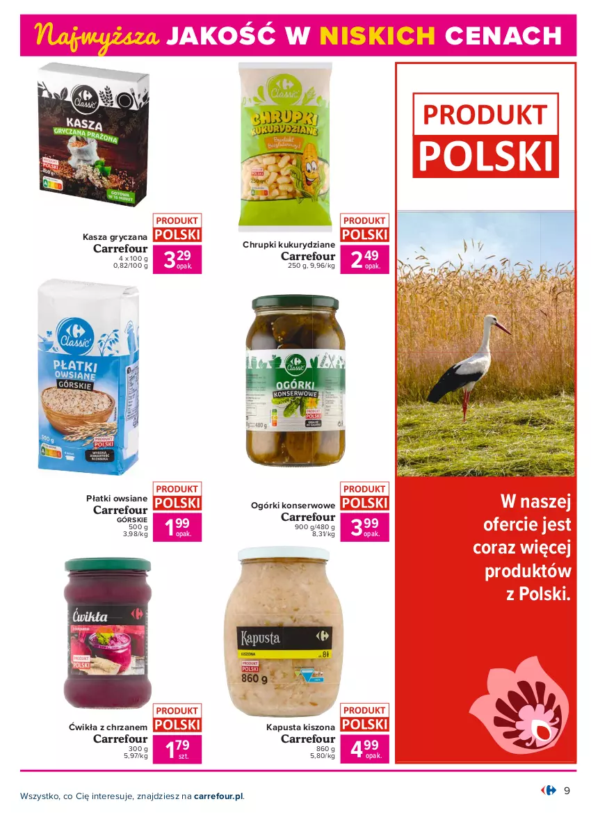 Gazetka promocyjna Carrefour - Gazetka Produkt Carrefour - ważna 05.07 do 17.07.2021 - strona 9 - produkty: Chrupki, Chrzan, Gry, Kasza, Kasza gryczana, Ogórki konserwowe, Płatki owsiane, Ser