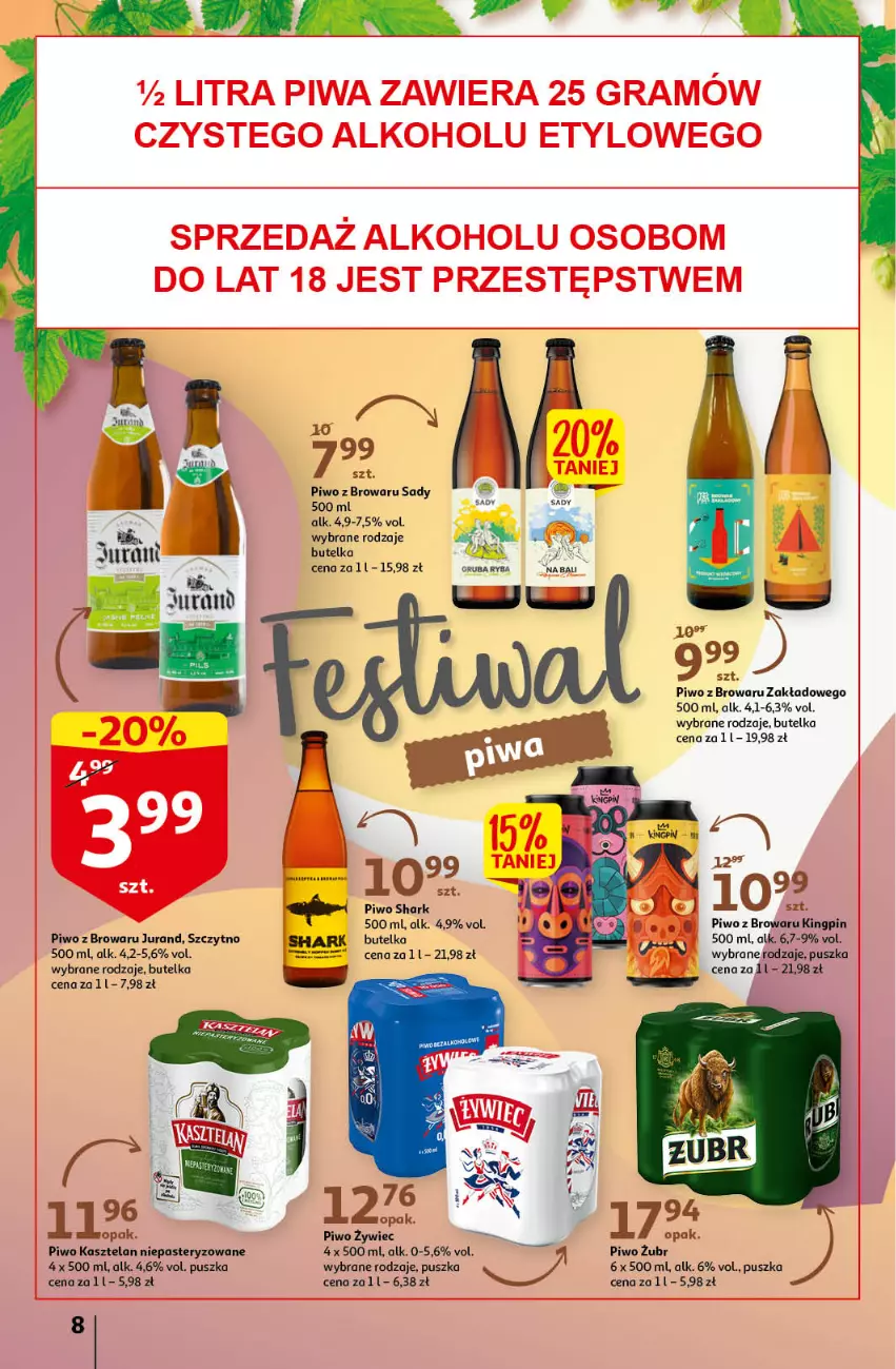 Gazetka promocyjna Auchan - przeNISKIE CENY PRZEwybór letnich napojów Hipermarkety - ważna 17.06 do 22.06.2022 - strona 8 - produkty: Kasztelan, Piwo, Ryba