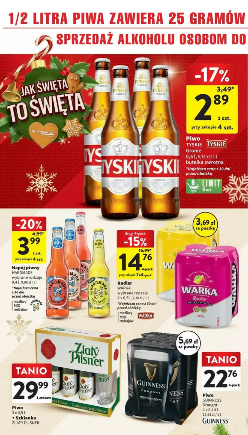 Gazetka promocyjna Intermarche - ważna 19.12 do 23.12.2023 - strona 37 - produkty: Napój, Piwo, Radler, Szklanka, Warka