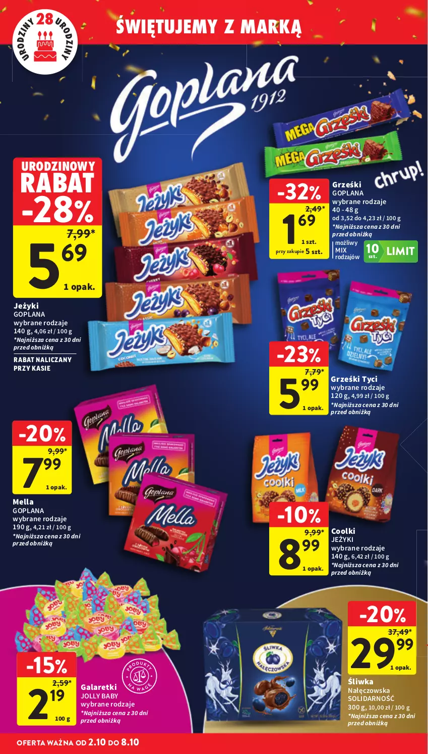 Gazetka promocyjna Intermarche - Gazetka promocyjna - ważna 02.10 do 08.10.2025 - strona 14 - produkty: Gala, Galaretki, Goplana, Grześki, Jeżyki, LANA