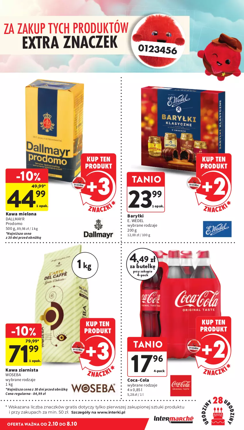 Gazetka promocyjna Intermarche - Gazetka promocyjna - ważna 02.10 do 08.10.2025 - strona 17 - produkty: Baryłki, Coca-Cola, Dallmayr, E. Wedel, Gra, Kawa, Kawa mielona, Kawa ziarnista, Woseba
