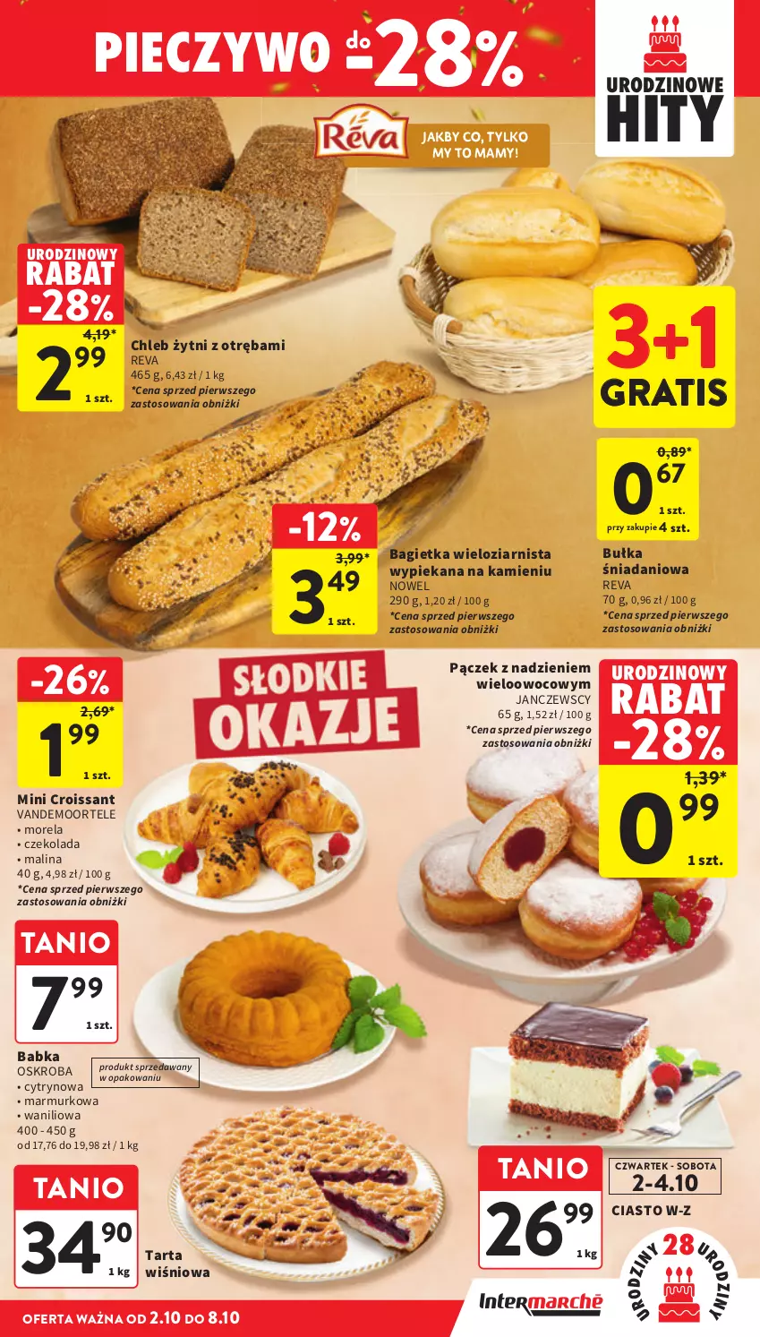 Gazetka promocyjna Intermarche - Gazetka promocyjna - ważna 02.10 do 08.10.2025 - strona 21 - produkty: Babka, Bagietka, Bułka, Chleb, Croissant, Czekolada, Danio, Gra, Morela, Pączek, Piec, Pieczywo, Tarta