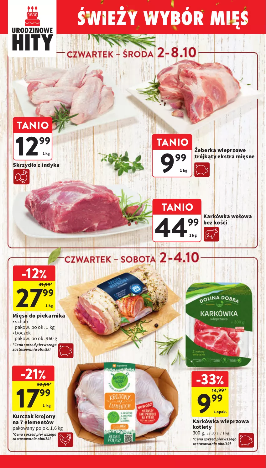 Gazetka promocyjna Intermarche - Gazetka promocyjna - ważna 02.10 do 08.10.2025 - strona 22 - produkty: Boczek, Karkówka wieprzowa, Kotlet, Kurczak, Mięso, Piekarnik